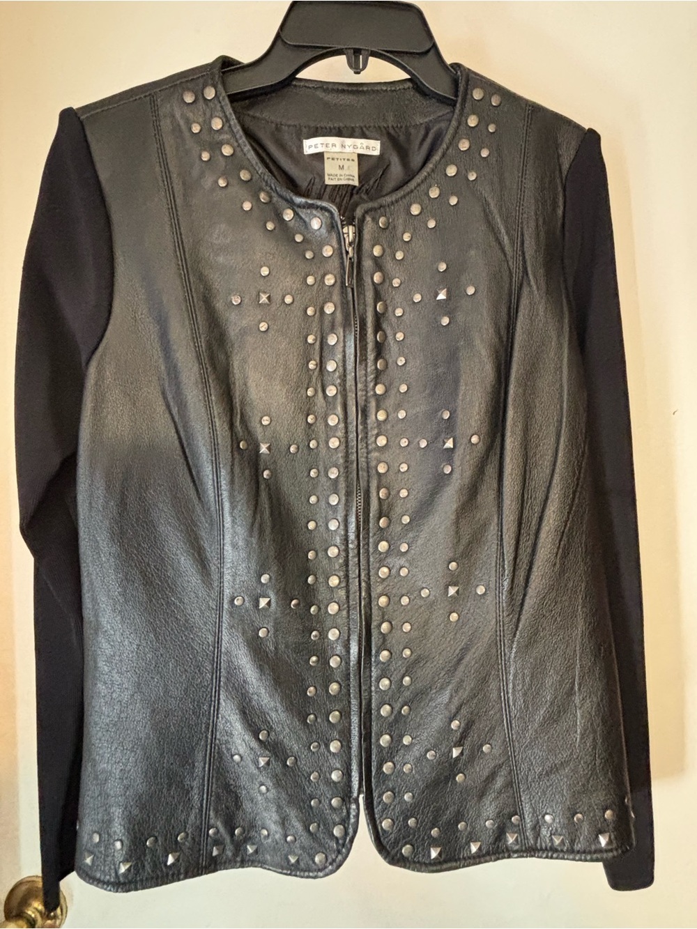 Peter Nygard Black Studded Leather Jacket